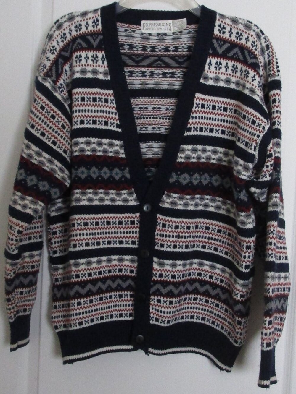 pattern striped thick cardigan sweater